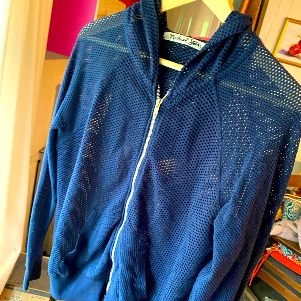 Michael Stars Mesh Dark Blue Hoodie Jacket